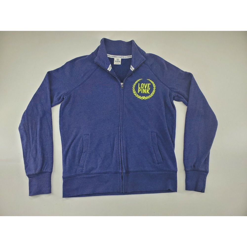 Victoria Secret LOVE PINK Full Zip Up Purple Sweatshirt Jacket Size Small
